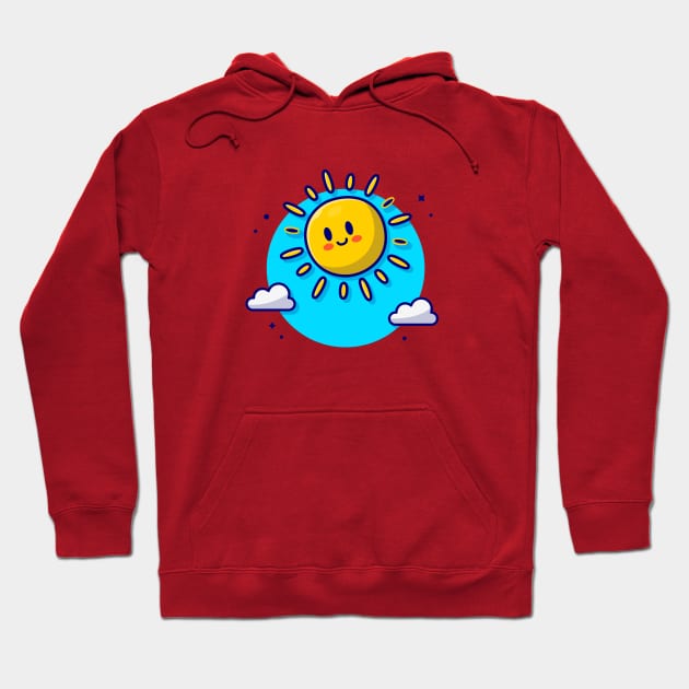 Cute Sun Rise And Clouds Cream Cartoon Vector Icon Illustration Hoodie by Catalyst Labs